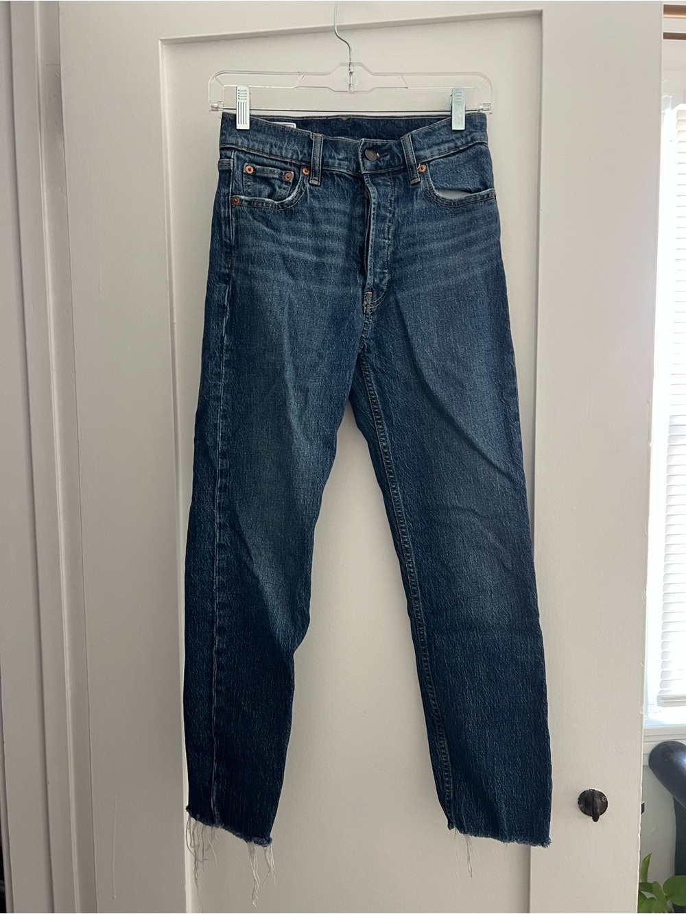 GAP Women's Dark Blue Cheeky Straight High Rise Jeans